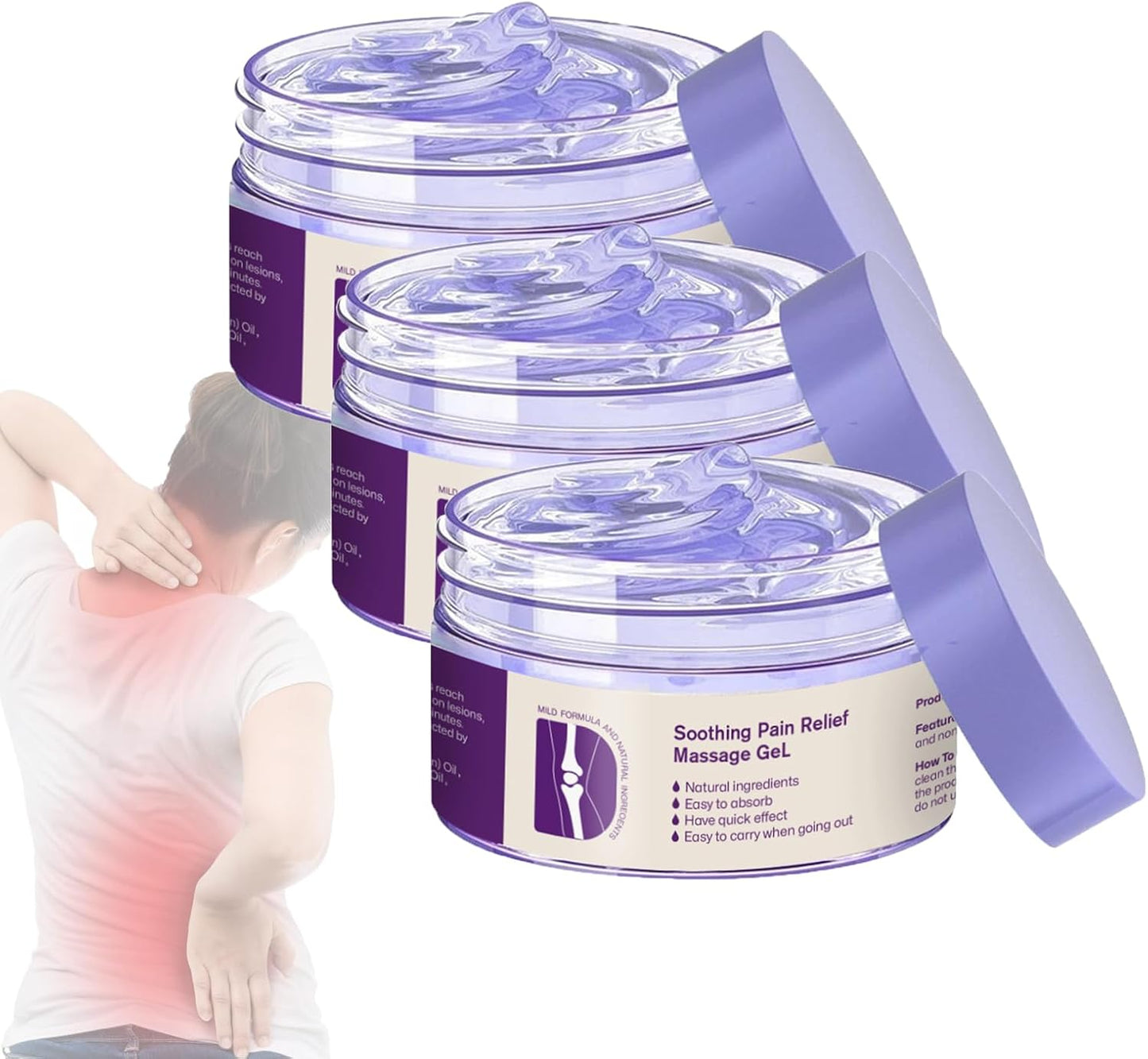Soothing Pain Relief Massage Gel,Kreian 2 Joint Pain Relief Purple Relieving Gel Turmeric Extract,Professional Cream Massage for Knees