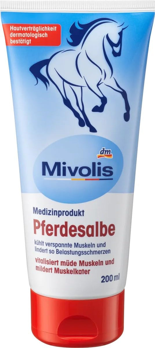 Mivolis Horse Ointment - Cools Tight Muscles and Relieves Stress Pain - Vitalises Tired Muscles and Reduces Muscle Soreness - 200 ml