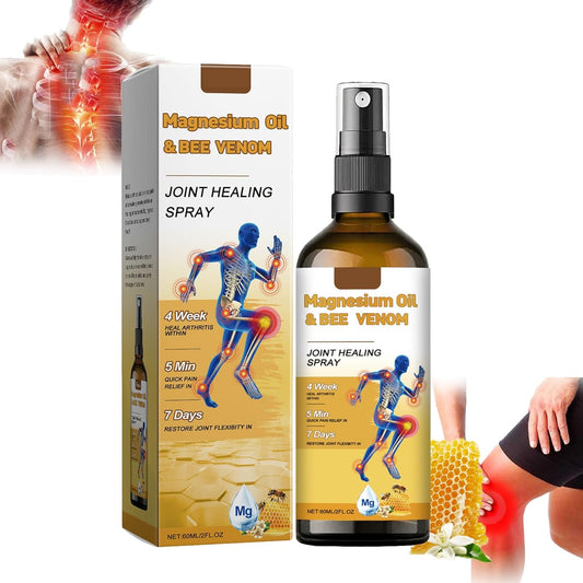 Magnesium Oil and Bee Venom Spray, Adnoon Magnesium Oil & Bee Venom Joint Healing Spray, Effective Relief Pain for Back, Knee, Hands, Neck, Natural Ingredients (1PCS)