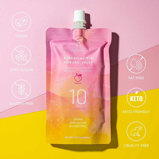 EVERYDAZE Essential C’s Konjac Jelly – Peach Flavor (150ml, 10-Pack) | Low-Calorie, Collagen & Vitamin C Snack